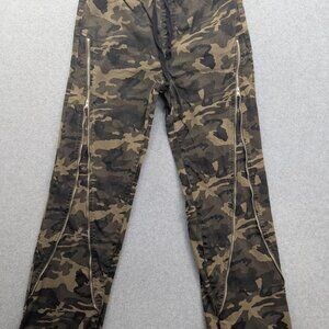 American Bazi Pants Mens Medium Green Camo Jogger Zip Leg Stretch Casual